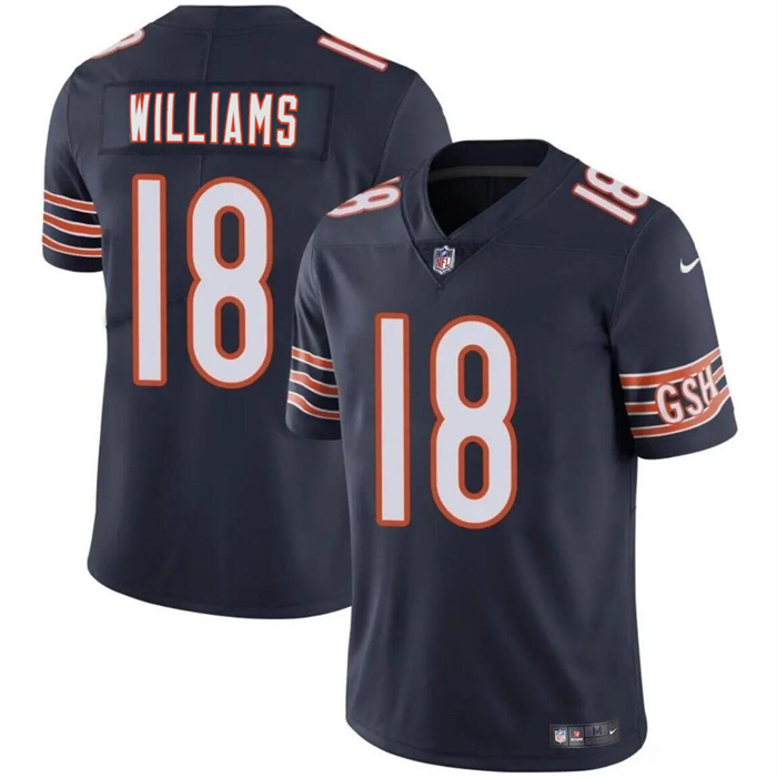 Men's Chicago Bears #18 Caleb Williams Navy 2024 Draft Vapor Football Stitched Jersey